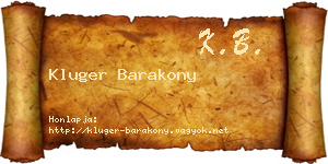 Kluger Barakony névjegykártya